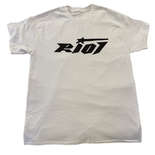 White Classic Riot T-Shirt ( Black Logo )